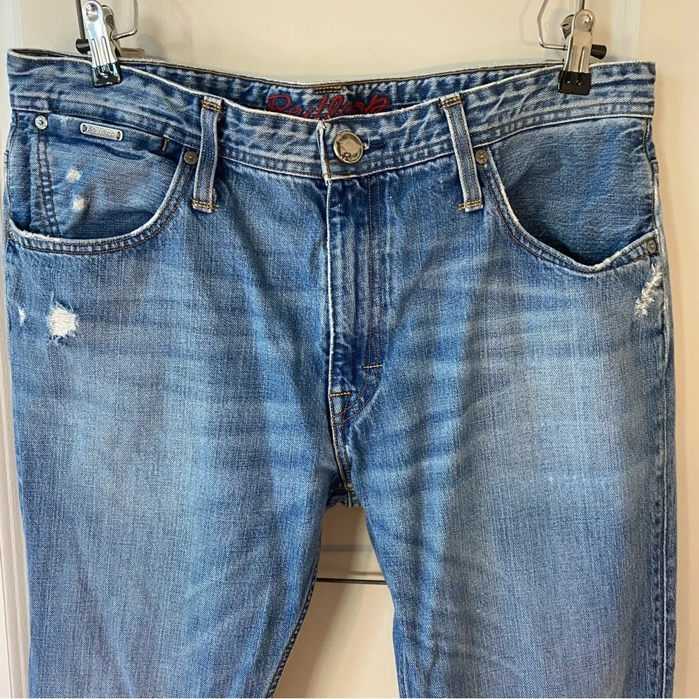Redloop by Levi's Men's 5 Pocket Blue Jeans 36x34 Denim 100% Cotton Distressed